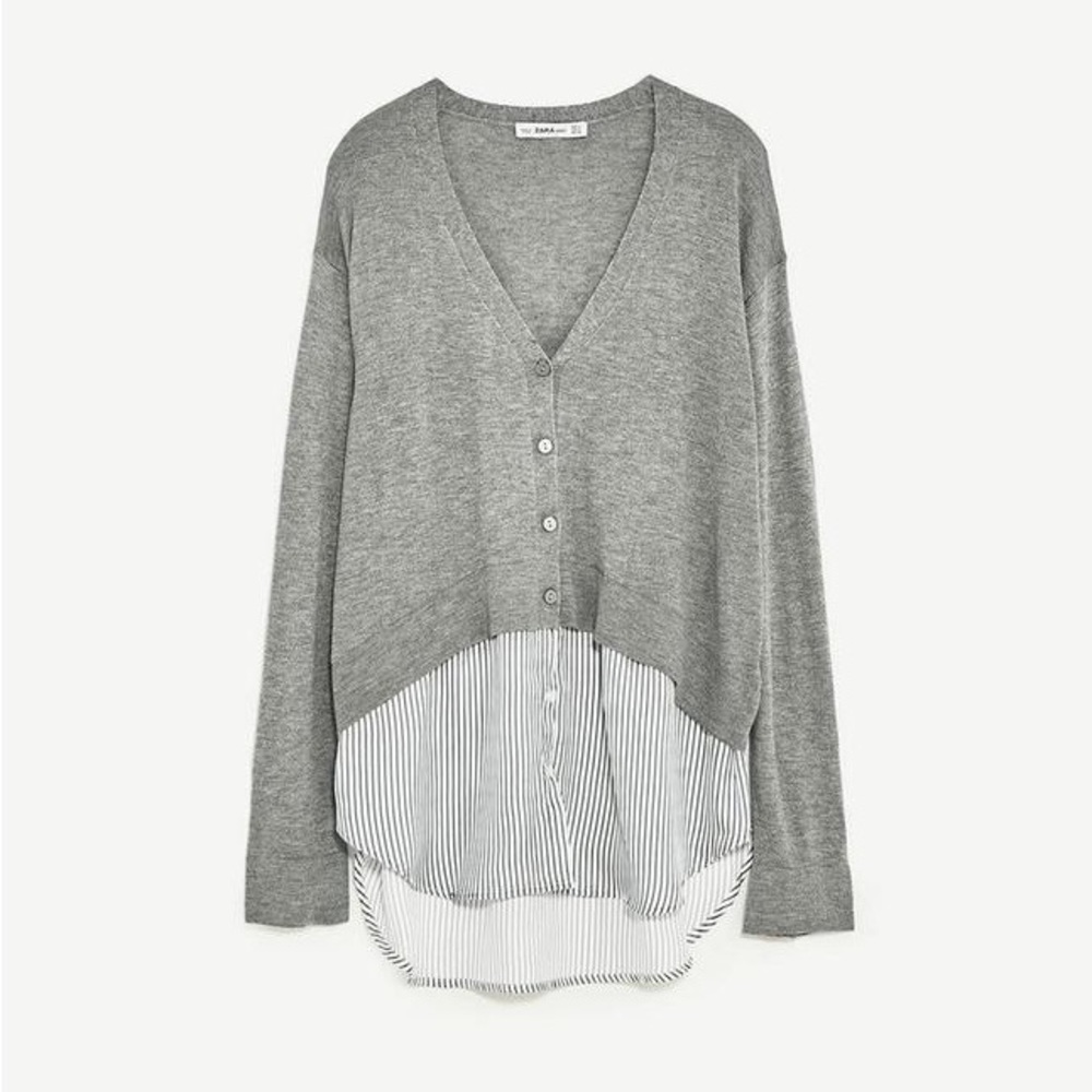 ZARA Knit Combination Long-Sleeved Blouse. Size MED. Great condition!!